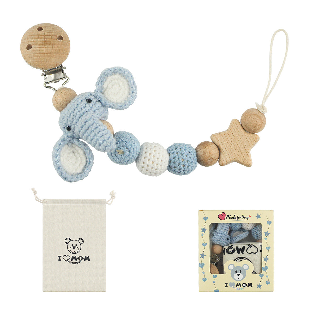 Baby Pacifier Chain Teether with Animal Design