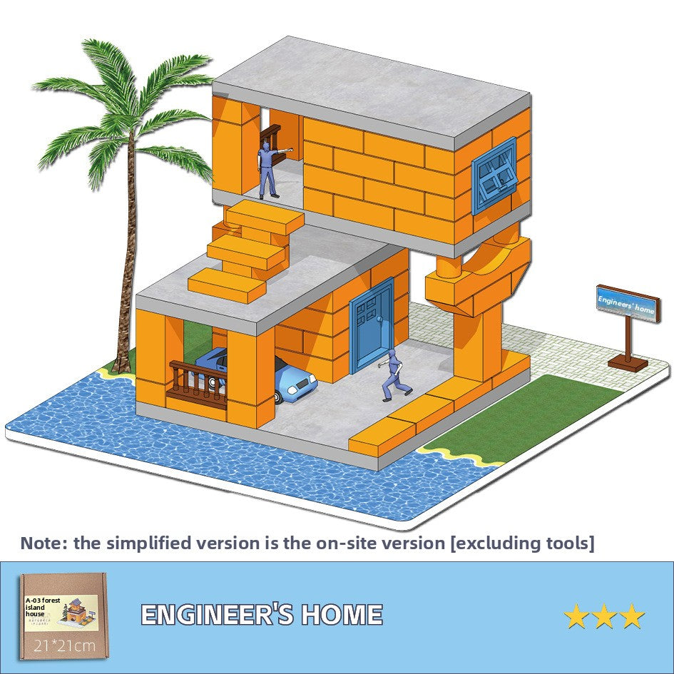 DIY Construction Master Handmade Real Brick Cement House Building Toy