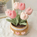 Handmade Crochet Yarn Flower Potted Ornament
