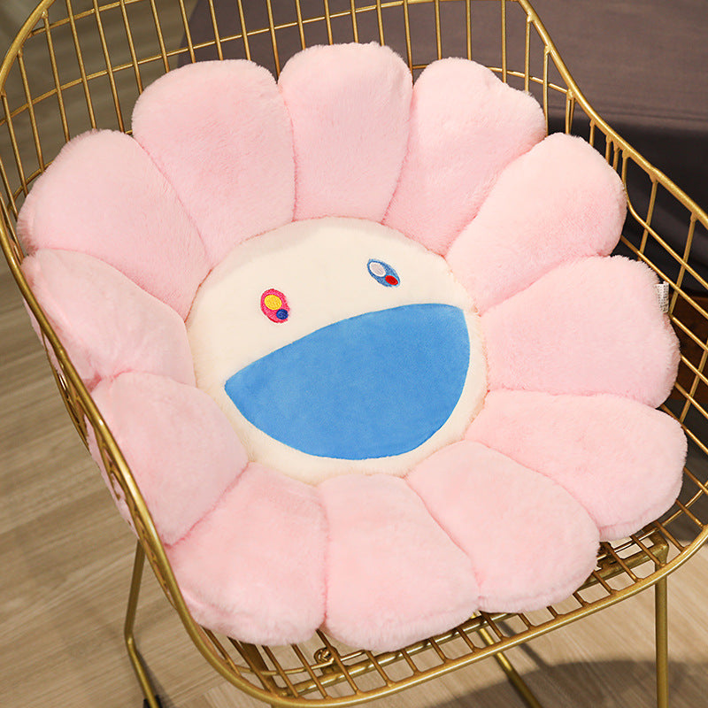 Colorful Plush Flower Cushion Mat