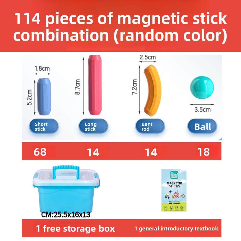 Magnetic rod educational toy for children