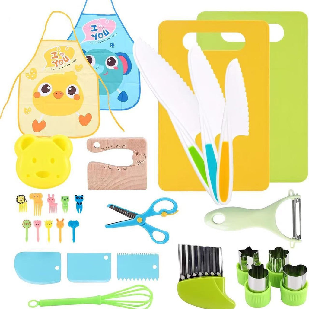 Children Plastic Kitchen Knife Set with Cutting Board
