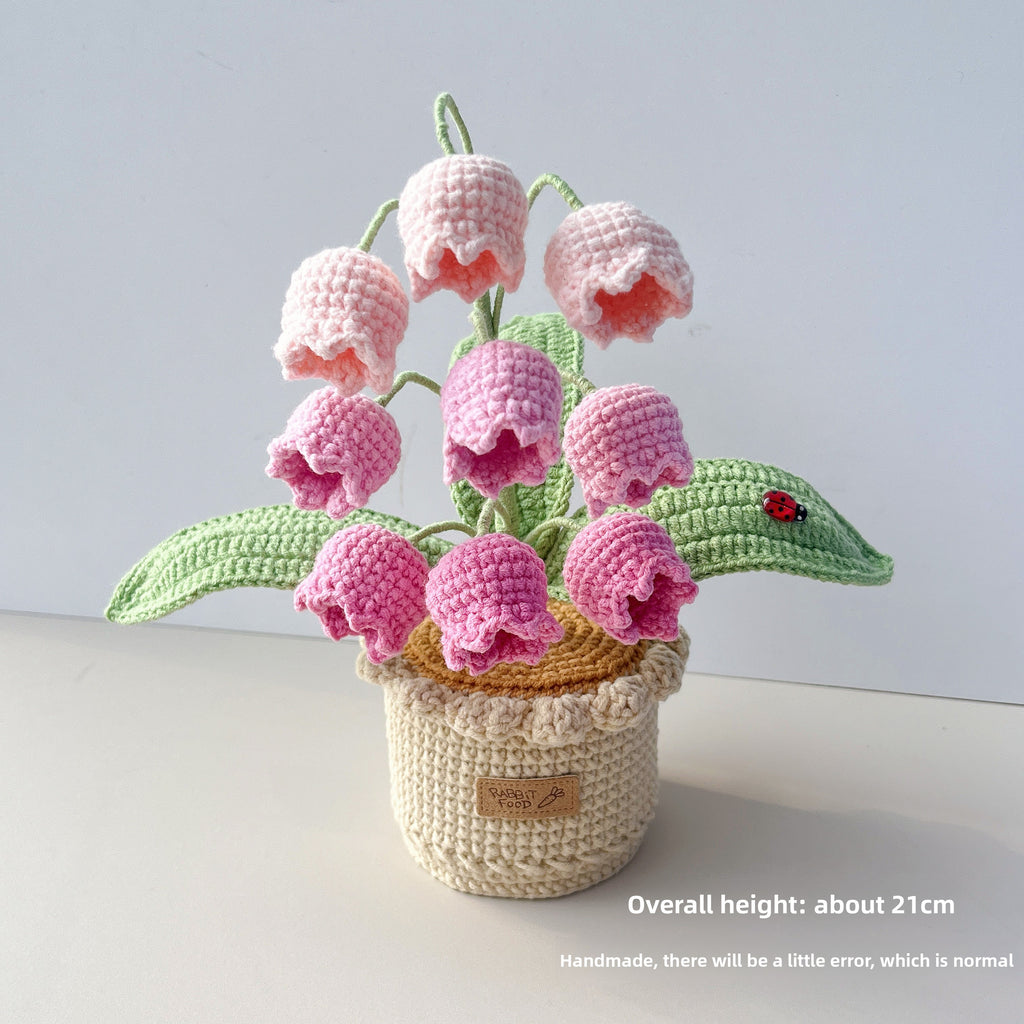 Handmade Crochet Yarn Flower Potted Ornament