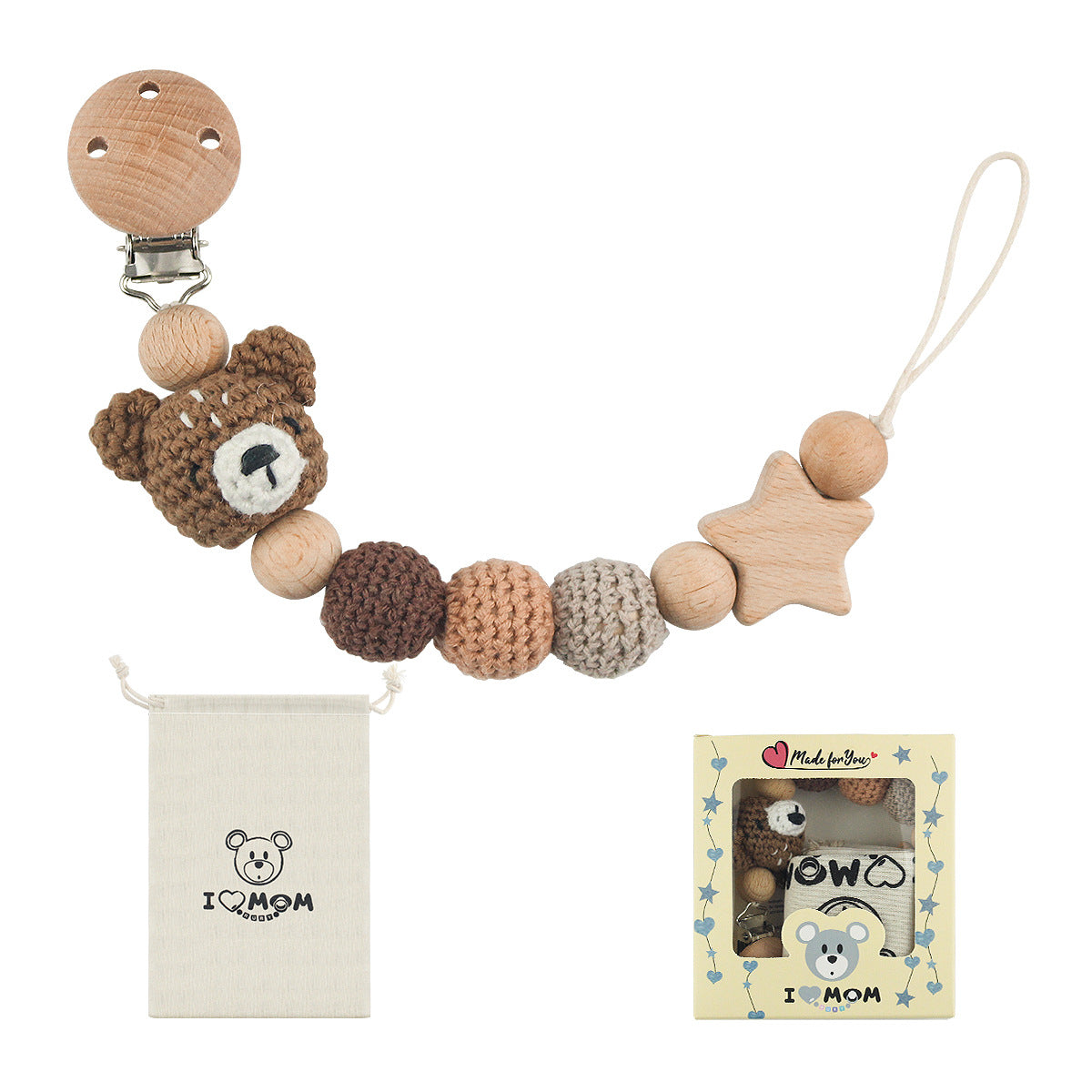 Baby Pacifier Chain Teether with Animal Design