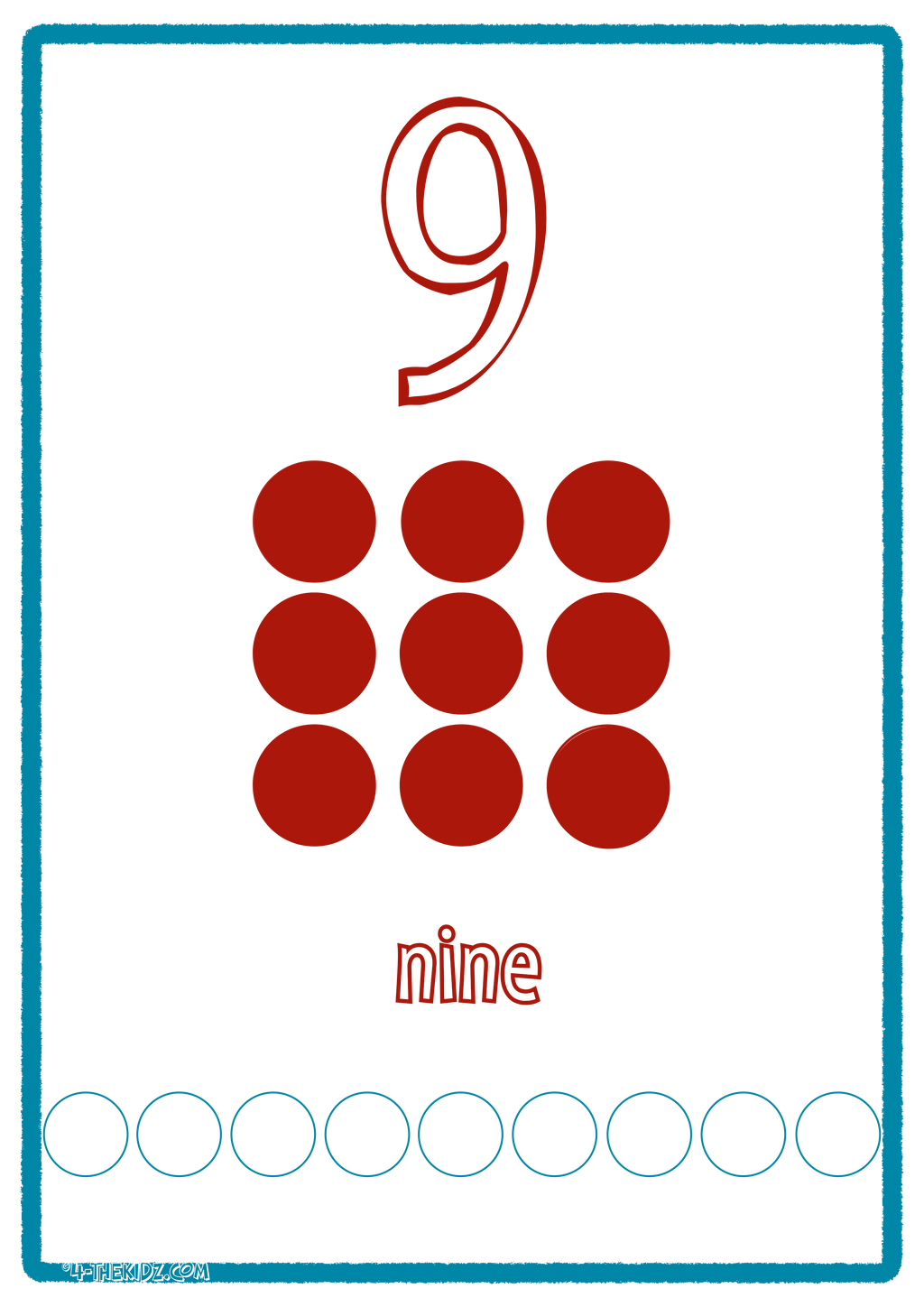 Number Flashcards 0–9 for Kids