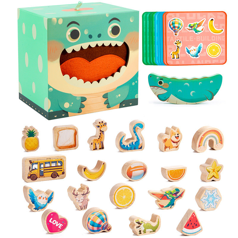 Childrens Balanced Tactile Stacking Wooden Blocks