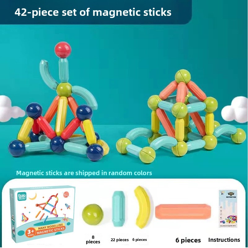 Magnetic rod educational toy for children
