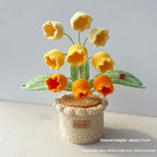 Handmade Crochet Yarn Flower Potted Ornament