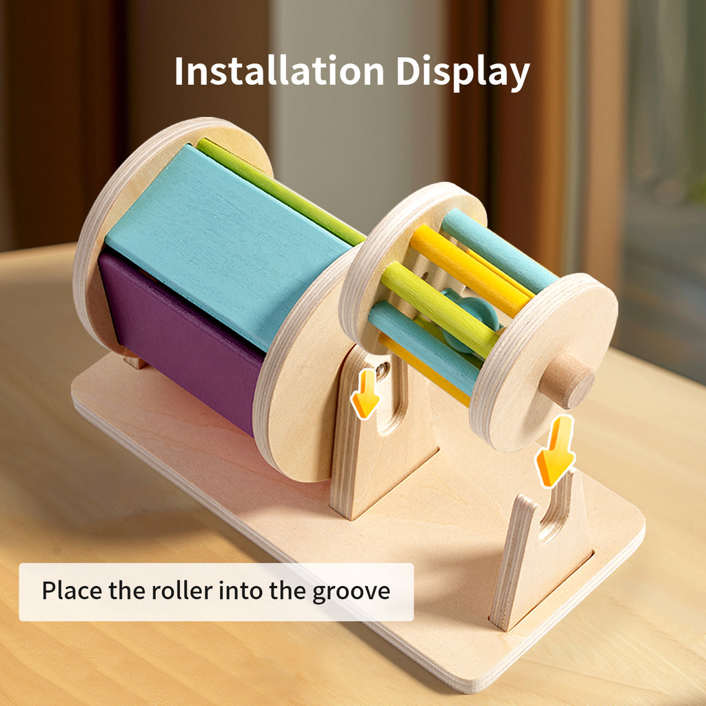Montessori Wooden Textile Drum Toy