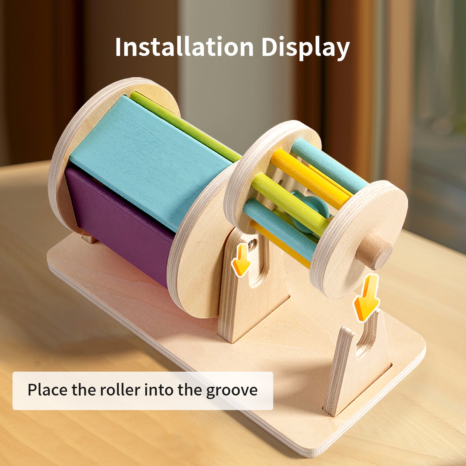 Montessori Wooden Textile Drum Toy