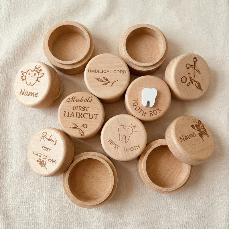 Custom Engraved Wooden Baby Teeth Hair Memory Box