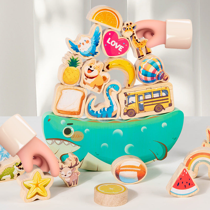 Childrens Balanced Tactile Stacking Wooden Blocks