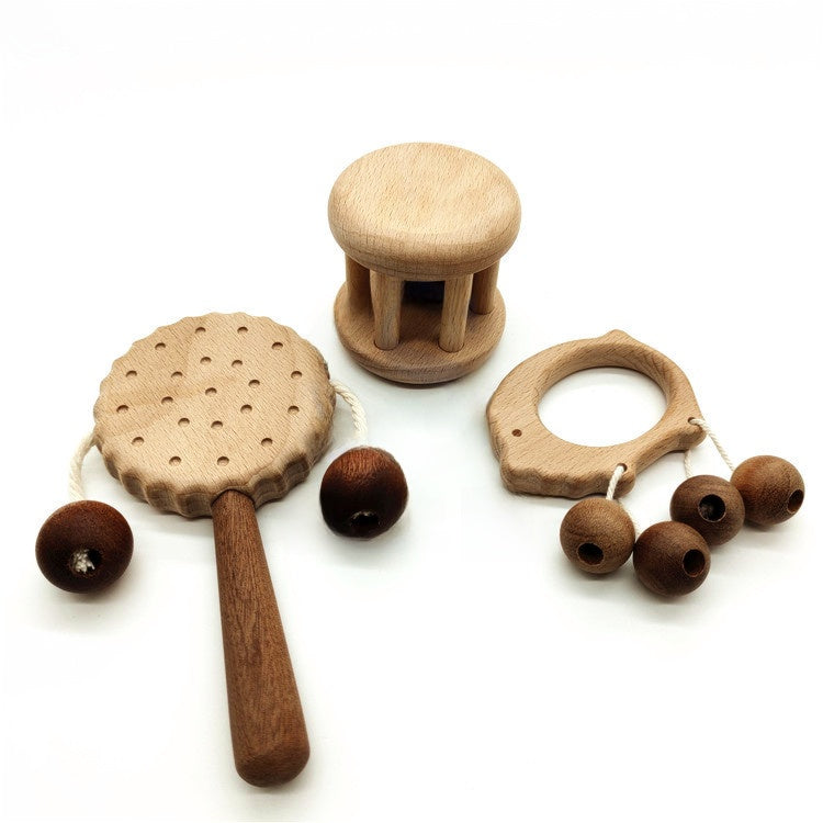 Wooden Baby Rattle Teether Toy