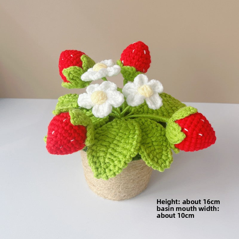 Handmade Crochet Yarn Flower Potted Ornament