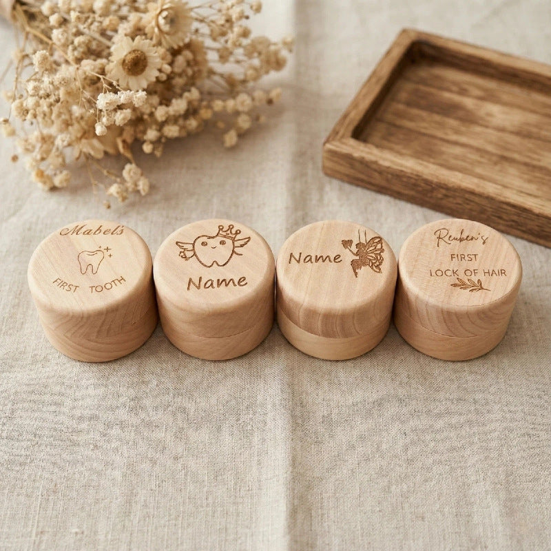 Custom Engraved Wooden Baby Teeth Hair Memory Box