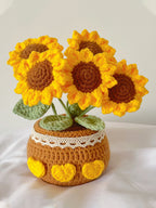 Handmade Crochet Yarn Flower Potted Ornament