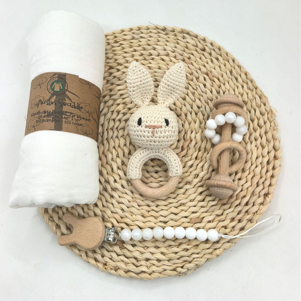 Baby Animal Crochet Rattle and Pacifier Clip