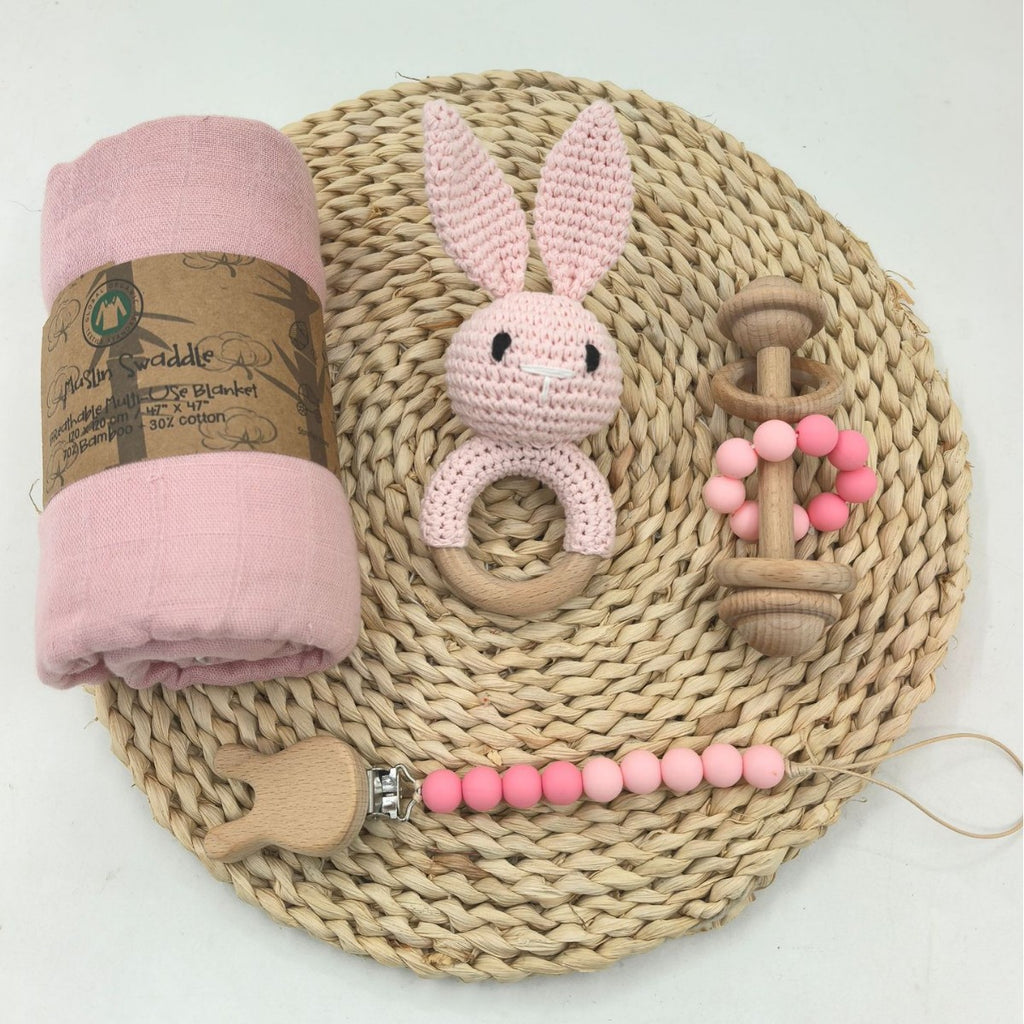 Baby Animal Crochet Rattle and Pacifier Clip