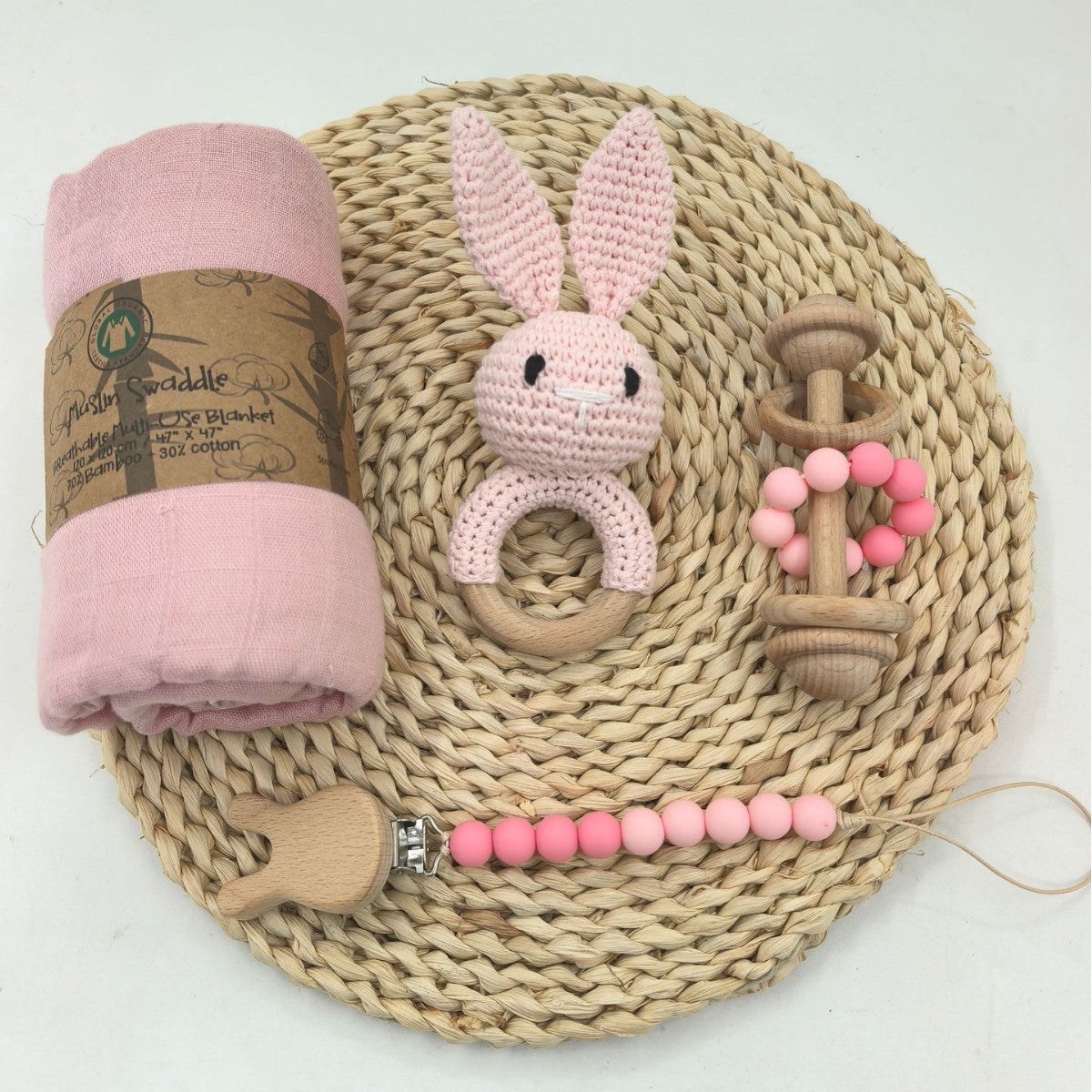 Baby Animal Crochet Rattle and Pacifier Clip