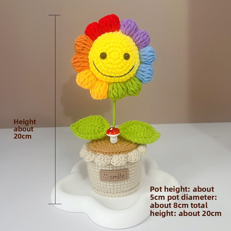 Handmade Crochet Yarn Flower Potted Ornament