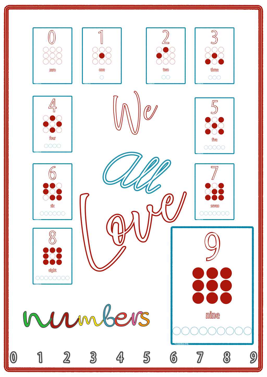 Number Flashcards 0–9 for Kids
