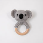 Handmade Crochet Baby Pacifier Chain with Wooden Rattle