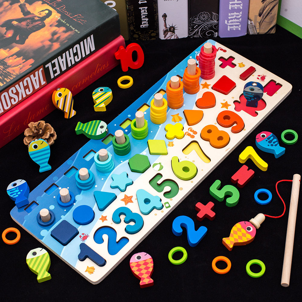 Five-in-One Wooden Educational Toy for Early Learning