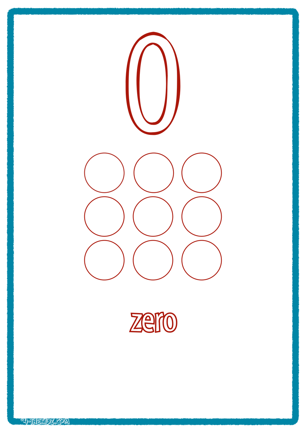 Number Flashcards 0–9 for Kids