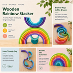 🌈 Wooden Rainbow Puzzle – 12 Piece Creative Stacking Set