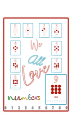 Children's book cover with numbers and 'We All Love Numbers' text on a white background