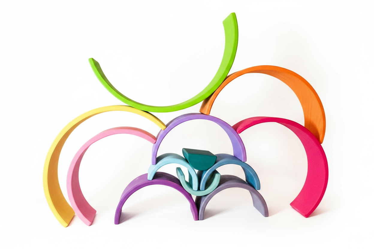 Colorful headbands arranged on a wooden surface 12 pcs