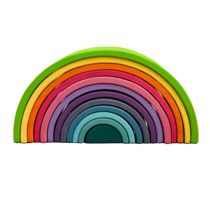 Colorful wooden rainbow toy from 18+ months
