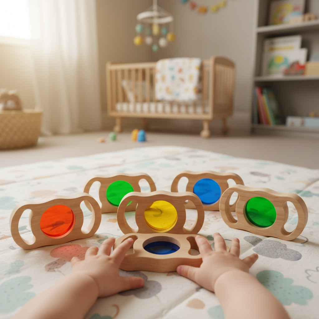 See through colored blocks with handles