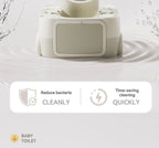 baby portable toilet, potty training, weaning off diapers, soft PU cushion, night-light, bathroom accessories, Australian market, toddler toilet seat - Misty Milk Green - Size Three