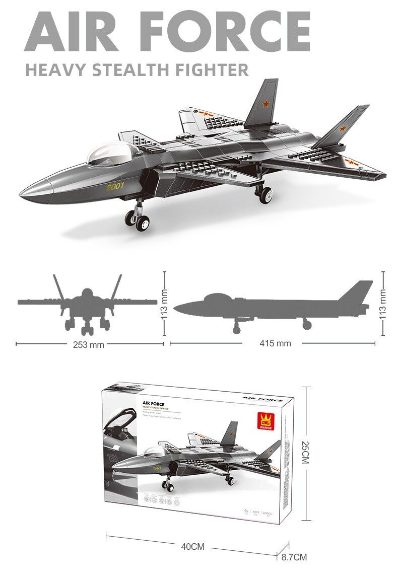 Christmas gift J-20 Stealth Fighter Jet Building Blocks Set, 229 Pieces Military Aircraft Model Kit for Kids Aged 6+ & Enthusiasts（J20 fighter）