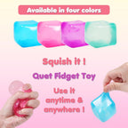3-Pack Squishy Stress Cube Fidget Toys, Slow Rising Gel Sensory Squeeze Blocks for Anxiety Relief, Quiet Desk Toy for Kids and Adults (Pink Purple Blue)