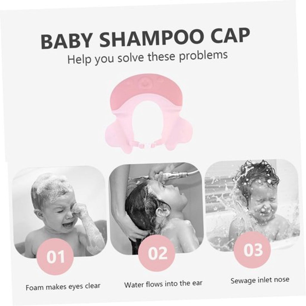 Shower cap - Shower cap - Bath cap - Baby shower cap - Child's hair washing aid cap - Shower cap - Shower cap for children - Silicone bath and shower cap - Cap - Adjustable - For toddler and baby - Pink