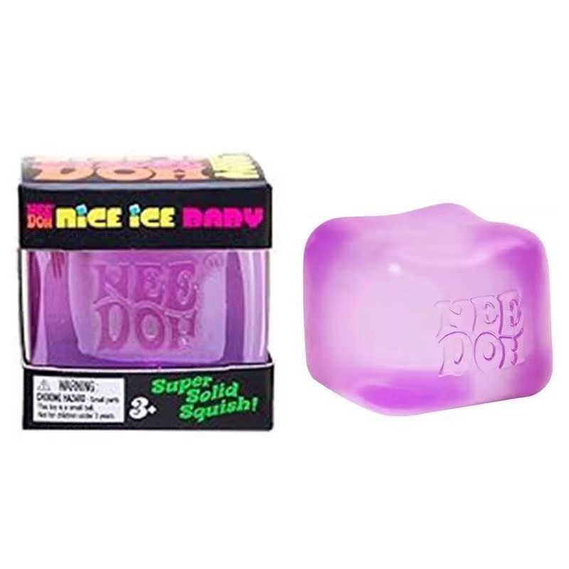 Purple Stress Cube Fidget Squishy Slow Rising Stress Ball, High Density Gel Filled Sensory Fidget Toy for Anxiety Relief