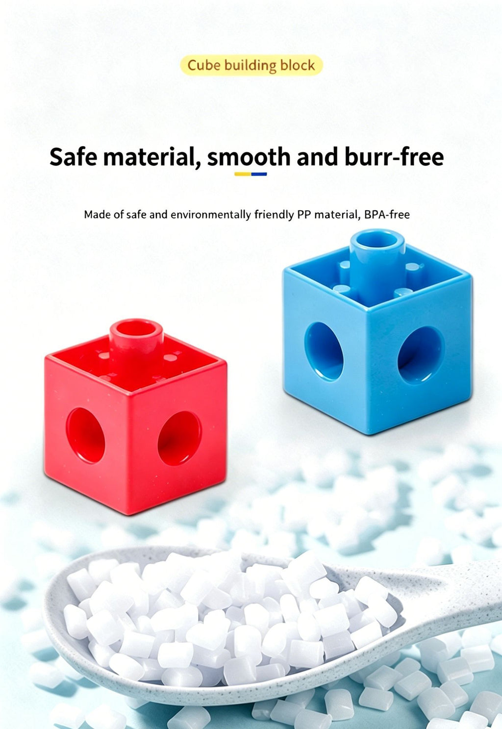 300pcs 10 Colors Mixed PP Square Building Blocks