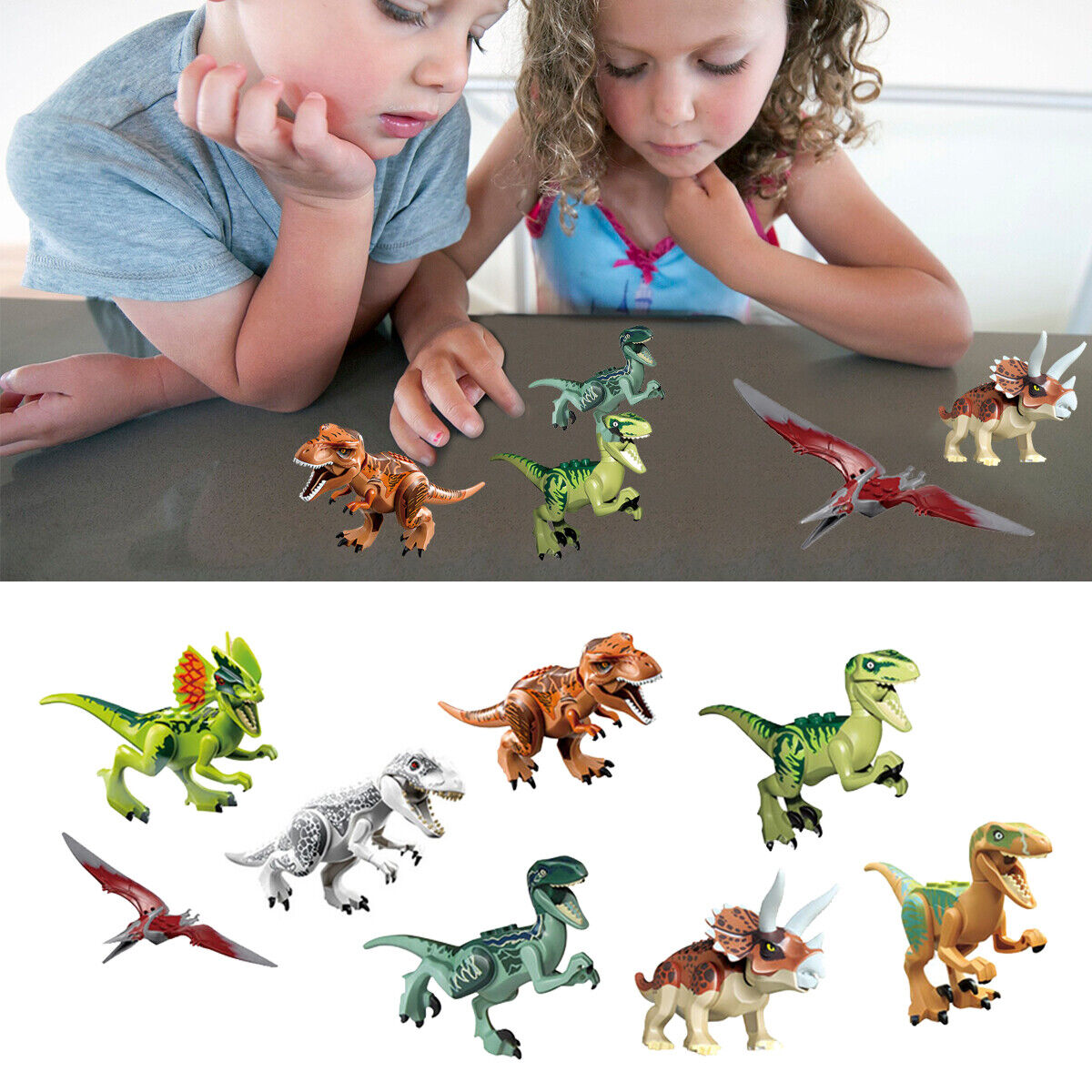8x Jurassic World Dinosaur Figures Building Toys Blocks Best Kids Gift Multicolored h multicolored