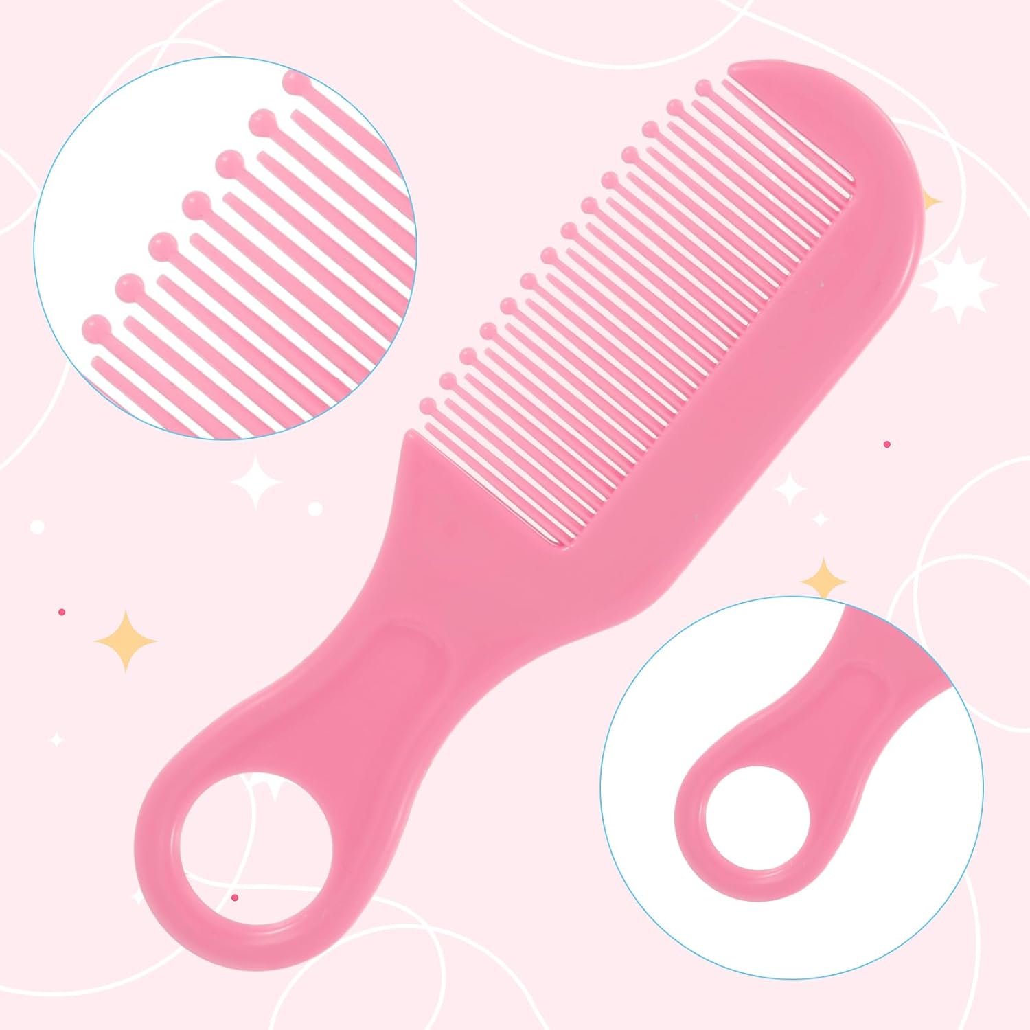 Xindojuz 5 Pack Toddler Comb, Round Colorful Tip Bristles Baby Hair Comb for Newborn Cute Baby Grooming for Sensitive Scalp Skin for Infant, Toddlers, Girls, Boys, Kids Grooming, Healthcare Kit