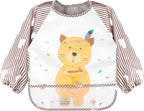 Long Sleeve Baby Bibs, Waterproof Sleeved Bibs Smock for Toddler Baby Girls Boys Eating Feeding