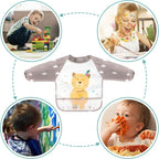 Long Sleeve Baby Bibs, Waterproof Sleeved Bibs Smock for Toddler Baby Girls Boys Eating Feeding