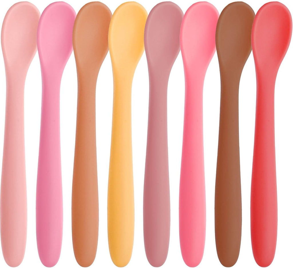 8-Piece Silicone Baby Spoons, First Stage Infant Self Feeding Spoons, Soft-Tip Gentle on Gums, Baby Utensils, Infant Training Spoon, Dishwasher Safe & Boil-proof