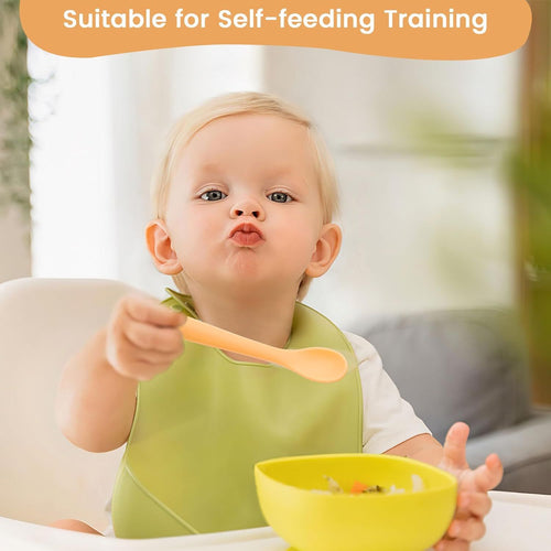 8-Piece Silicone Baby Spoons, First Stage Infant Self Feeding Spoons, Soft-Tip Gentle on Gums, Baby Utensils, Infant Training Spoon, Dishwasher Safe & Boil-proof