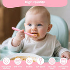 8-Piece Silicone Baby Spoons, First Stage Infant Self Feeding Spoons, Soft-Tip Gentle on Gums, Baby Utensils, Infant Training Spoon, Dishwasher Safe & Boil-proof