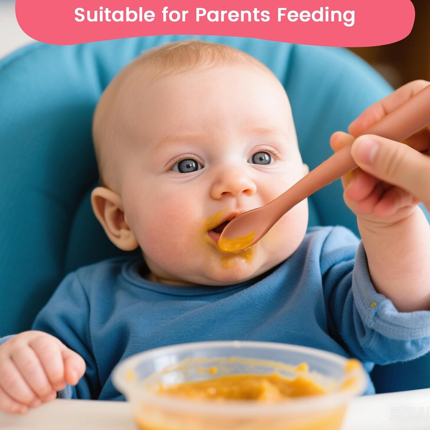 8-Piece Silicone Baby Spoons, First Stage Infant Self Feeding Spoons, Soft-Tip Gentle on Gums, Baby Utensils, Infant Training Spoon, Dishwasher Safe & Boil-proof