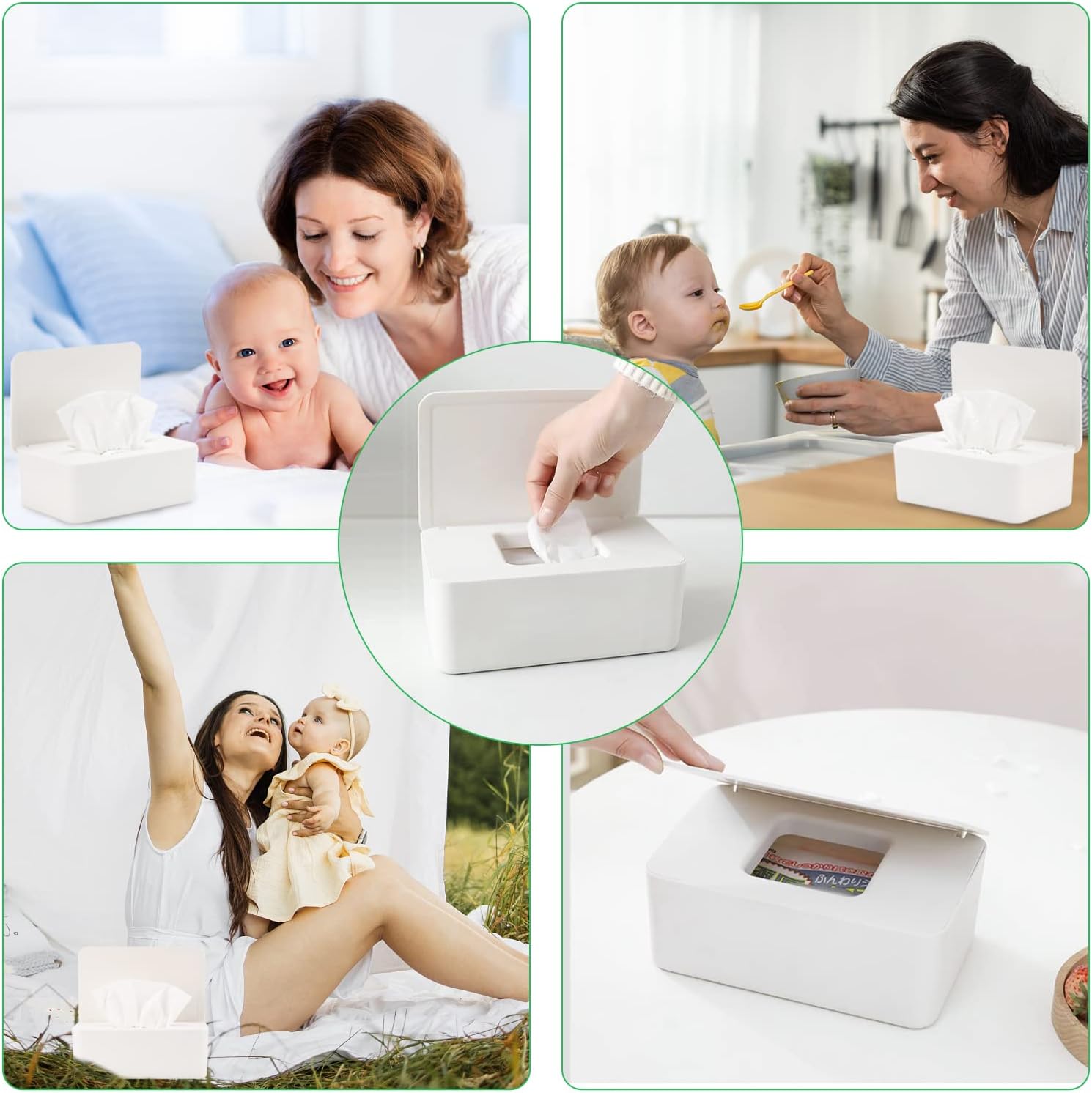 Baby Wipes Dispenser, Wipe Holder for Baby & Adult,Keeps Wet Tissue Fresh, Non-Slip Wipes Case, Flushable Wipe Container with Sealing Design Lid