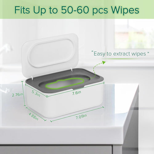 Baby Wipes Dispenser, Wipes Case Baby Wipe Holder Keeps Wipes Fresh, Non-Slip, Easy Open & Close (Gray)
