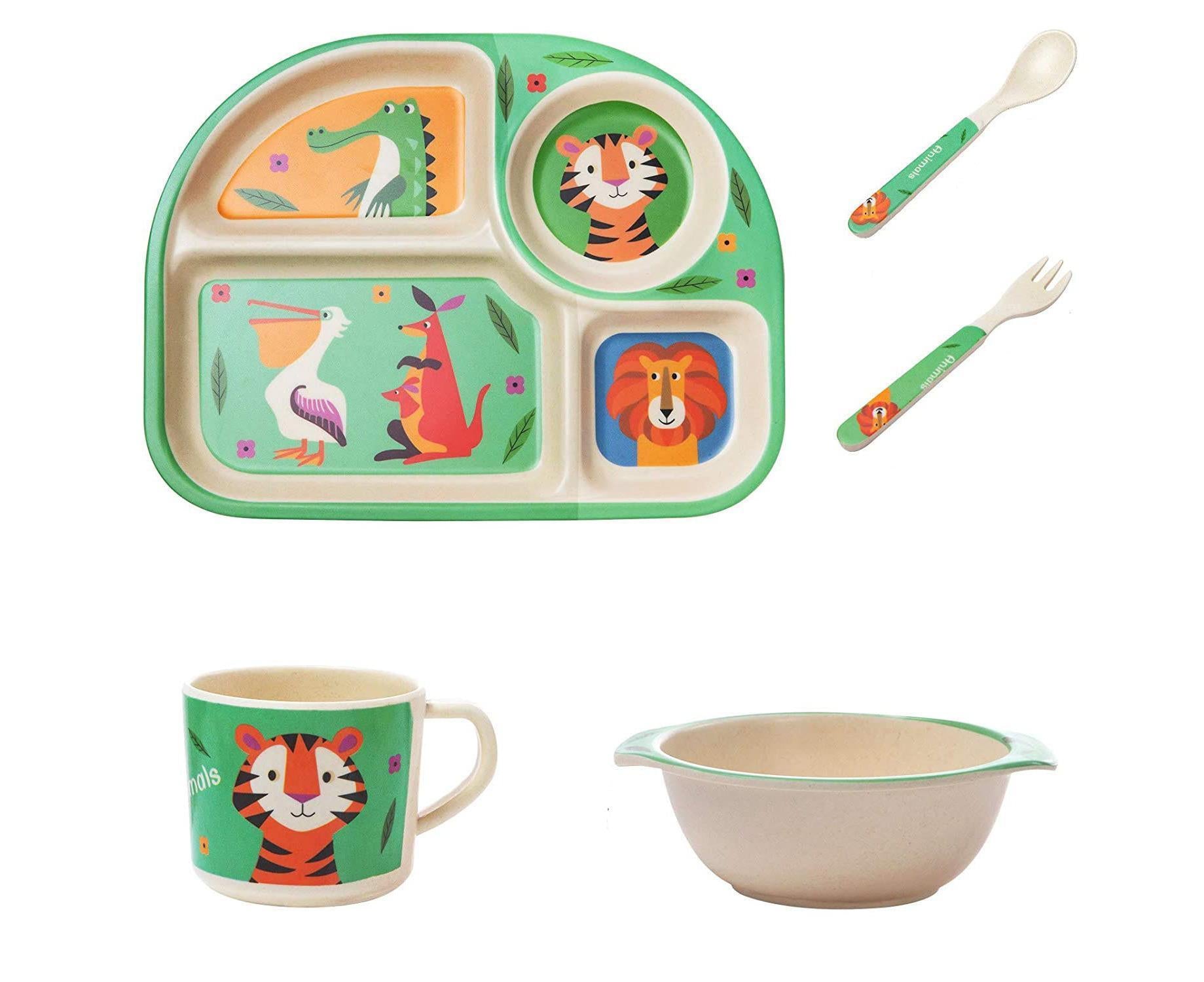Bamboo Babies tableware set, 5-piece tableware set plate, bowl, spoon, fork, cup, recycled natural material bpa free